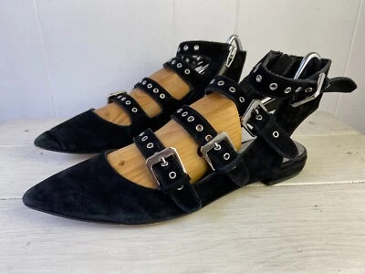 Dolce Vita Elodie Black Ankle Strap Suede Flat  Size 8.5 - Image 1 of 4