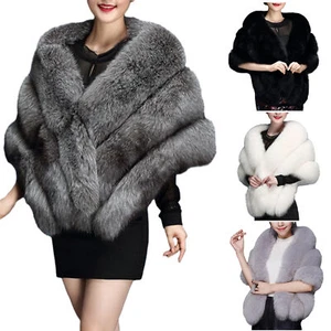Faux Fur Shawl Winter Shrug Cape Warm Scarf Fur Wraps For Weddings Bridal - Picture 1 of 16