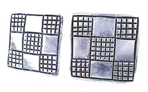 GROSSE VINTAGE 50ER JAHRE STERLING GEOMETRISCHE QUADRATISCHE MANSCHETTENKNÖPFE - SIGNIERT - TAXCO MEXIKO - Bild 1 von 4