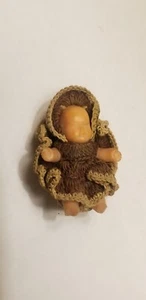 VINTAGE JAPAN DOLLHOUSE MINIATURE RUBBER BABY DOLL CROCHETED crochet outfit - Picture 1 of 4