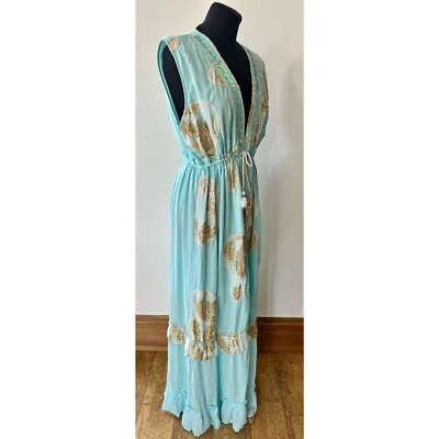 Damen Siya Strand Kaftan Kimono Long Tunika Sommerkleid Schmucksteindetail 12/16 - Bild 1 von 4