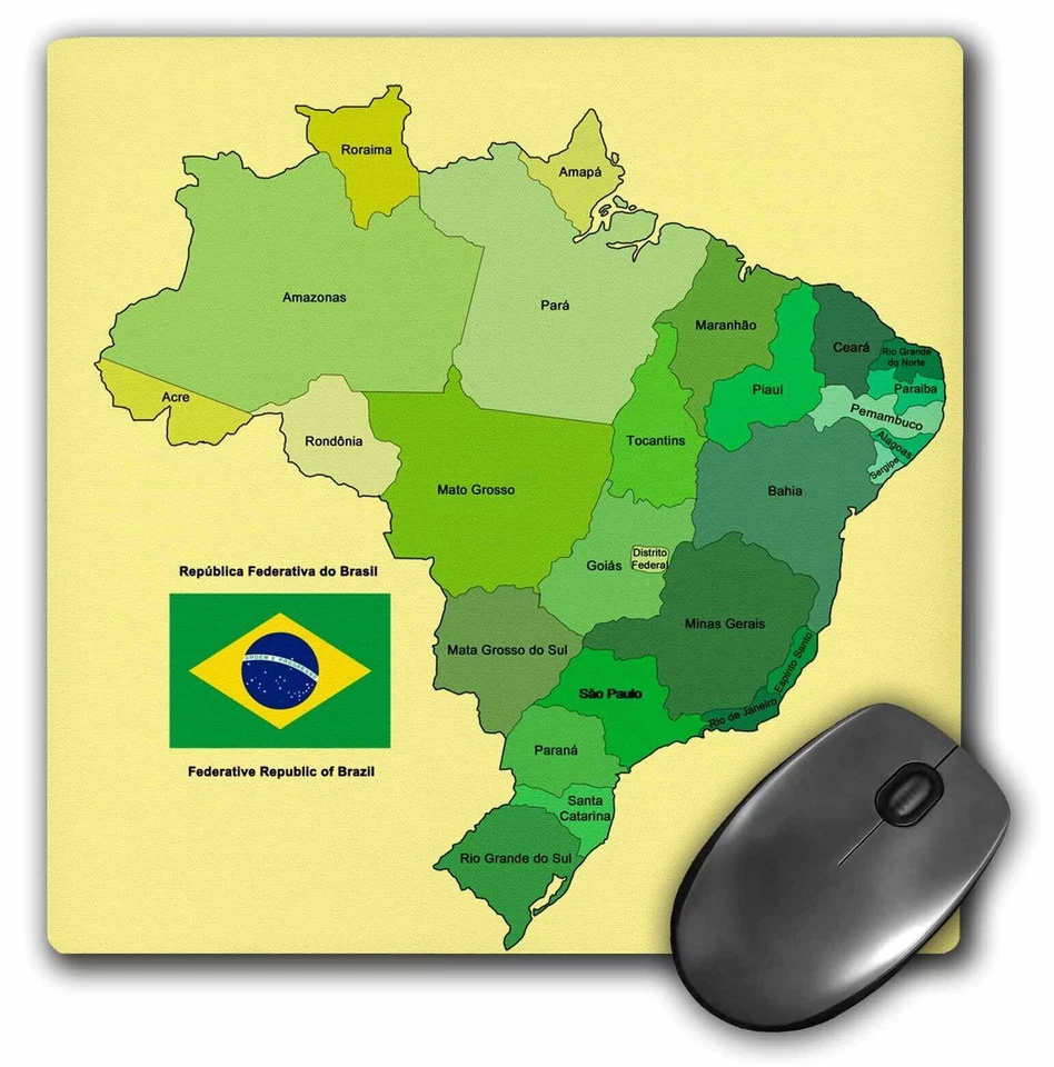 3dRose Colorful political map of Brazil with each state identified. Flag with En - Image 1 of 1