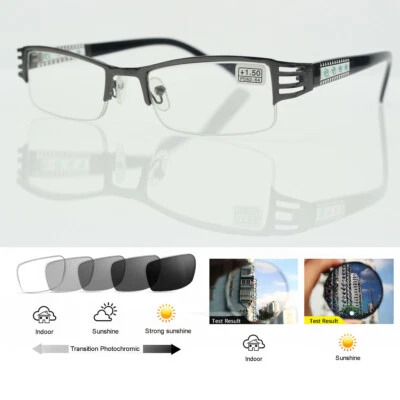 Bifocal Half Rim Light-Darkening Transition Photochromic Reading Glass +1.0~+3.0 - Image 1 of 4