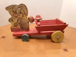 RARE FIND #533 FISHER PRICE PULL TOY 1940 WALT DISNEY'S BAMBI'S THUMPER CART - Picture 1 of 12