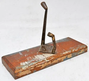 Antique Wooden Brass Hook Hanger Hardware Original Old Hand Crafted - Picture 1 of 7
