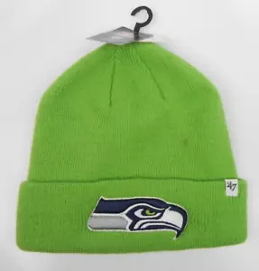 SEATTLE SEAHAWKS NFL FOOTBALL GREEN KNIT RETRO CUFFED BEANIE CAP HAT NEW! '47 - Picture 1 of 5