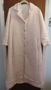 VINTAGE Christian Dior Satin Lace Collar Quilted Robe House Coat Pink Pocket M - Picture 1 of 5