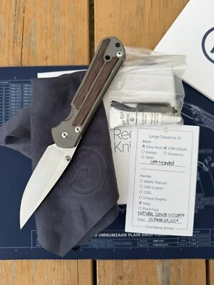 Large Sebenza 21 Left Hand Natural Micarta Drop Point - Image 1 of 4