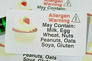 325 x Small Cupcake Allergy Allergen Advice Warning Stickers Sticky Labels - Picture 1 of 3