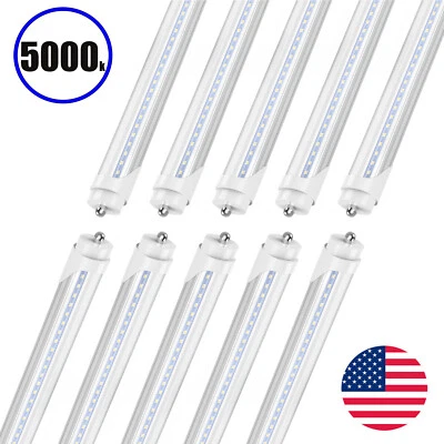 8FT LED Shop Light Bulbs T8 FA8 Garage Ceiling Light Lamps 45W 5000K F96T12 8' - Image 1 of 4