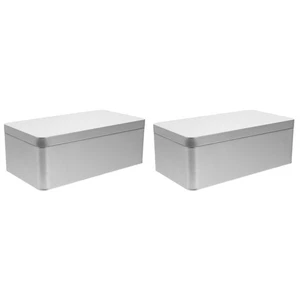 2 Pezzi Scatola di Latta Rettangolare Vuota Mini Contenitore Biscotti Metallo - Foto 1 di 12