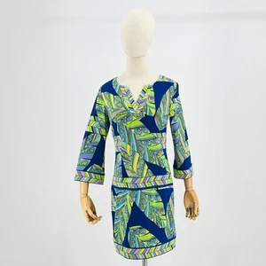 Trina Turk Blue Purple Green Mod Psychedelic Signature Print Mini Dress - Picture 1 of 8