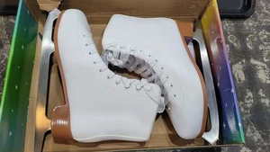 Wellwon weiße Eiskunstlauf Schlittschuhe – Schnür-Hockeyschlittschuhe für Erwachsene & Jugendliche - Bild 1 von 8