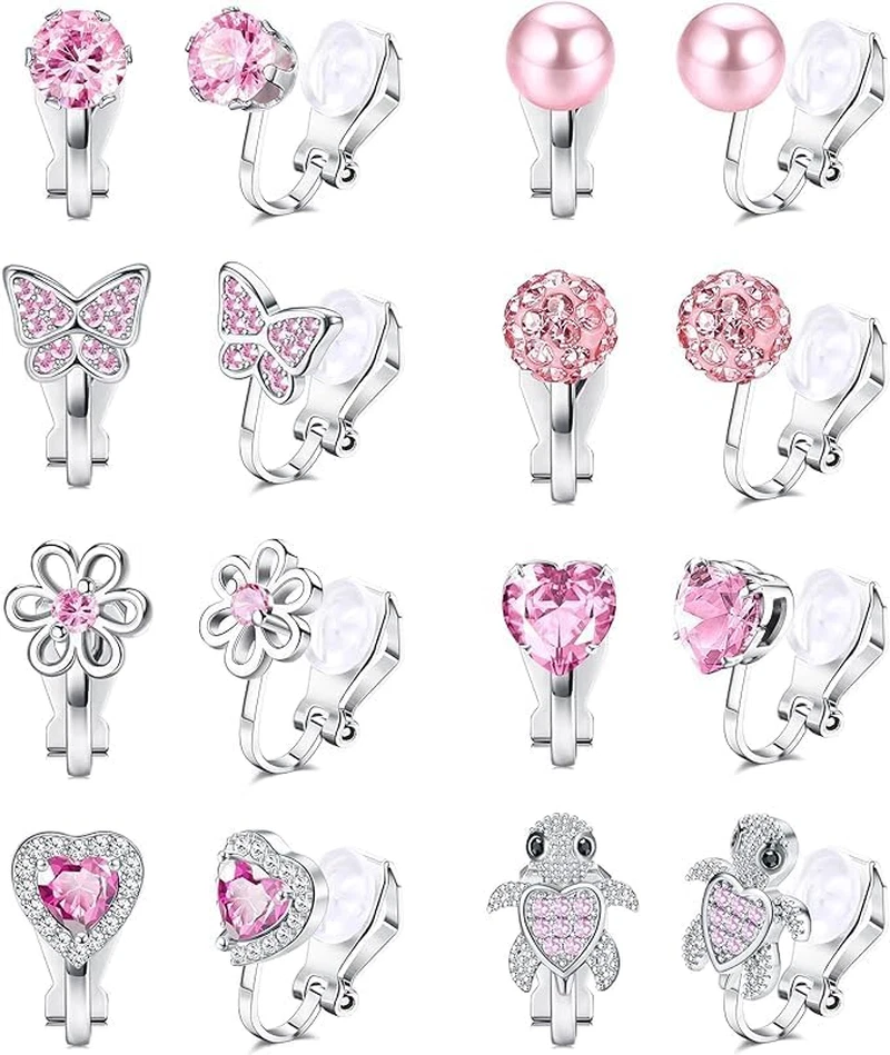 8 Paar Ohrclips Kinder Clip Ohrringe Mädchen on Ohrringe Ohne Ohrloch Hypoallerg - Bild 1 von 4