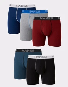 Hanes Boxer Brief 5-Pack Ultimate Men Stretch Tagless Wicking Comfort Flex Waist - Picture 1 of 9