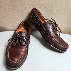 Allen Edmonds Mens |9| Dark Brown Leather Key Largo Boat Shoes - Picture 1 of 11