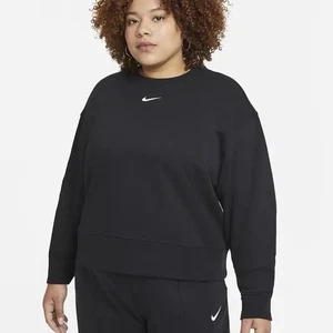 Nike Sportswear Essentials Loose Fit Fleece Sweatshirt Women Plus 2X DJ7667-010 - Picture 1 of 6