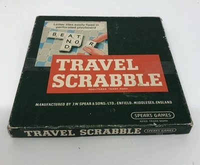 Vintage Spears Travel Scrabble Complete With 100 Clip In Tiles Peg Board And Bag - Image 1 of 4