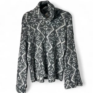 Sundance - Suéter de algodón con cuello embudo Ikat para mujer gris blanco - talla M - Imagen 1 de 6