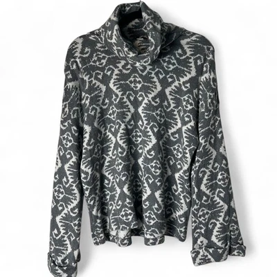 Sundance - Suéter feminino de algodão com gola funil Ikat cinza branco - Tamanho. M - Imagem 1 de 4