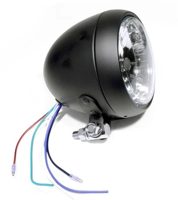 4,5" Scheinwerfer schwarz Klarglas für Harley Honda Suzuki Yamaha Chopper usw. - Bild 1 von 4