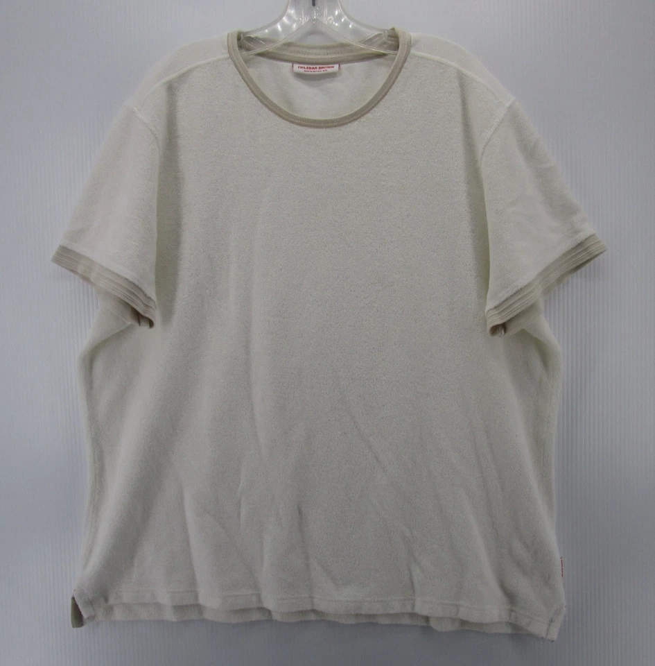 Camisa Orlebar Marrón Hombres XXL Blanca Terry Tela Pullover Camiseta Cuello Redondo Ropa de Resort Foto 1 de 4