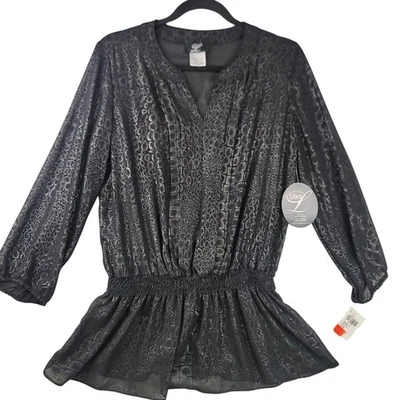 Blusa Vintage Años 90 Libra Negra Transparente Estampado Serpiente Cintura Elástica Pequeña Canadá Foto 1 de 4