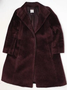 Cinzia Rocca Winter Fuzzy Bear Coat Womens 6 Dark Plum Alpaca Wool Blend Italy - Picture 1 of 11