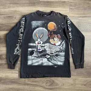 Vintage 1996 WB Space Jam Shirt Youth XL Black Bugs Taz Looney Tunes Basketball - Picture 1 of 17