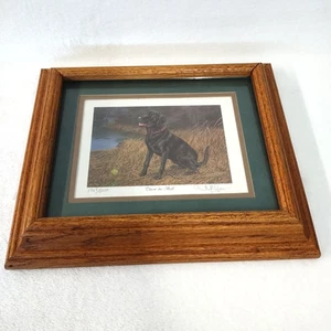 Stampa vintage Randy McGovern Black Lab firmata "Getta la palla" incorniciata 1769/5000 - Foto 1 di 9