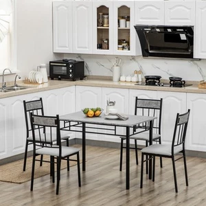 Modern Dining Table and Chairs Set 4 w/ Padded Seat, Metal Frame for Small Space - Picture 1 of 11