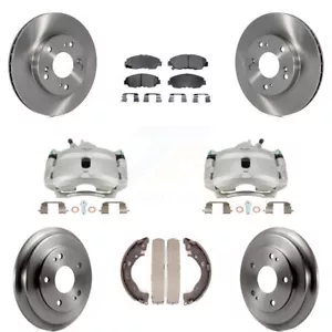Front Rear Disc Brake Caliper Rotors Drum Ceramic Pads Kit (8Pc) For Honda Civic - Picture 1 of 14