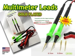 LUOWEI Silicone Gold Plated Multimeter Test Leads 20A 1000V - INCL. 2 sets tips - Picture 1 of 4