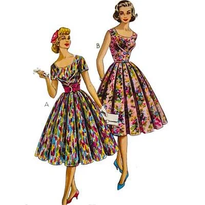 Vintage 1950s Motif – Swing Rockabilly Robe - Buste = 96.5cm (96.5cm) - Picture 1 of 3