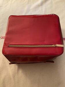 Estee Lauder Red Satin Soft Sides Train Cosmetic Makeup Case 12" NEW Vintage