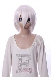 W-10-600 silber weiß 33cm Cosplay Perücke Wig glatt kurz Haare Anime Manga  - Bild 1 von 4