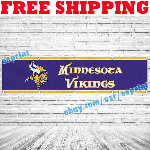 Minnesota Vikings Team Banner Flag 2x8 ft NFL 2022 Fan Club Home Decor Gift NEW Cover