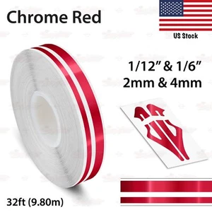 1/12" & 1/6" STRIPE Car Motorcycle Truck Twin Line TAPE Vinyl Sticker CHROME RED - Picture 1 of 12