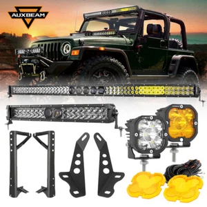 Barra de luz LED 22" 52" 5D + soportes + cápsulas de luz de 3" para Jeep Wrangler JK 2007-2017 - Imagen 1 de 12