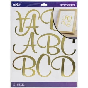 STICKO ALPHABET STICKERS - GOLD FOIL SCRIPT - EXTRA LARGE - 10 SHEETS - 7.5 cm - Picture 1 of 1