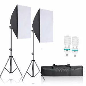 2X Studio Softbox Lighting Kit Photography Continuous Photo w/ Carrying Bag - Picture 1 of 9