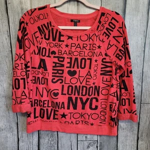Seventeen Top Damen Large rot 3/4 Ärmel Rundhalsausschnitt Sweatshirt Oberteil - Bild 1 von 8