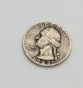 Moneda de plata de un cuarto de dólar Washington 1943 "In God We Trust" 6,1 g - Imagen 1 de 13