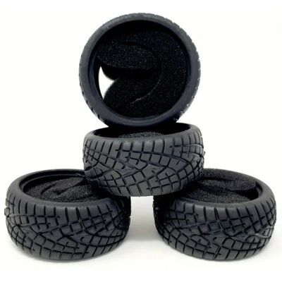 4pcs RC Rubber Tyres 26mm For Kyosho Tamiya Traxxas HPI HSP 1/10 RC On-Road Car - Image 1 of 4