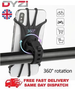 Support de téléphone intelligent pour vélo vélo mobile 4,5-6,3" monture 360° noir par DYZI Royaume-Uni - Photo 1 sur 12