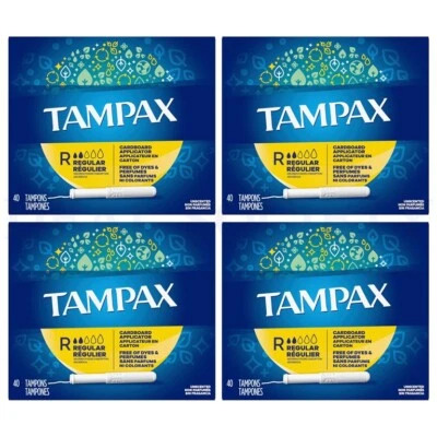 Tampax Tampons with Cardboard Applicator Regular 40 Count Lot of 4 - Image 1 of 4