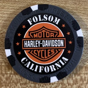 Folsom Harley Davidson Schwarz Grau Poker Chip Folsom California - Bild 1 von 4