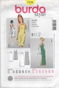 Vestido Burda Patrón de Costura 7110 FÁCIL Ajustado Estilo Vintage Talla 8-18 NUEVO - Imagen 1 de 13