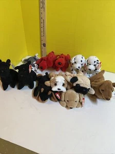 Ty Beanie Babies Dogs -Lot of 8 New w/Tags- Dalmation Pug Huskey Wienne Rover - Picture 1 of 14