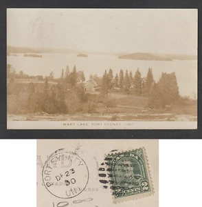 Postal Puerto Sydney Ontario Mary Lake con 1930 Puerto Sydney Ont Duplex Cancelar - Imagen 1 de 4